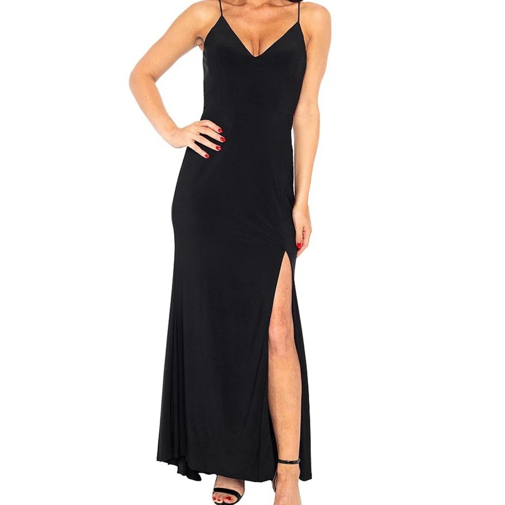 Jump Black Maxi Dress with Slit